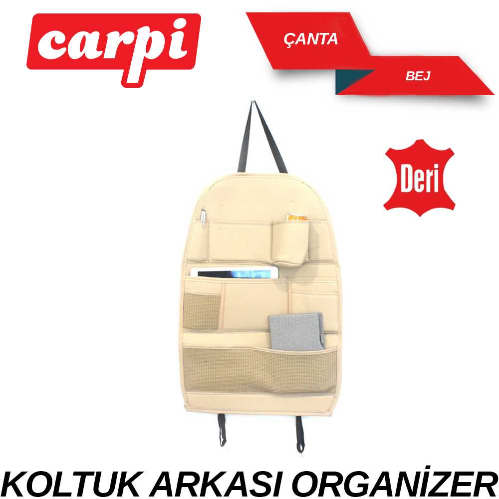 CEPLiK KOLTUK ARKASI ORGANiZER DERi BEJ ÇANTALI 1